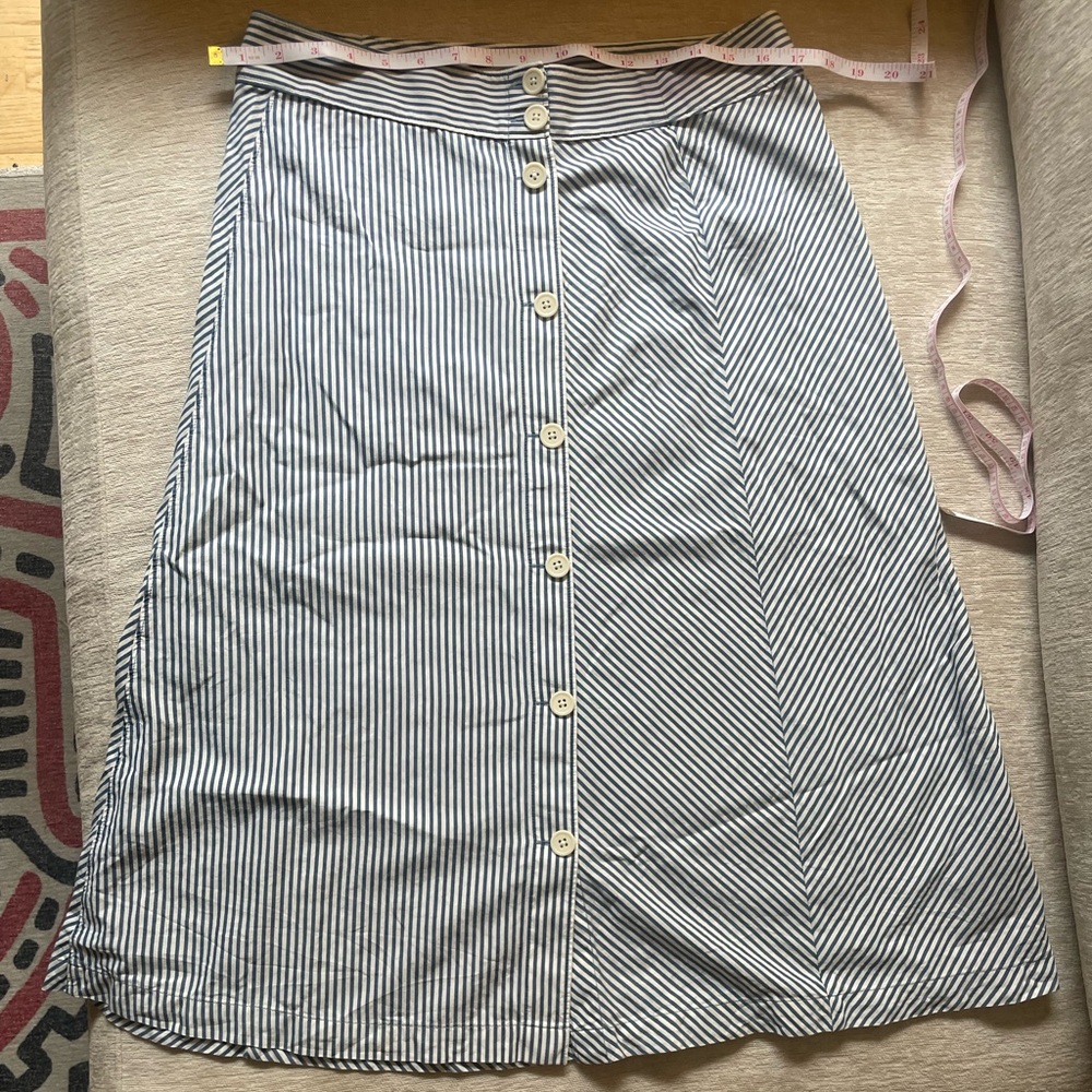 J. Crew Navy and White Striped A-Line Skirt